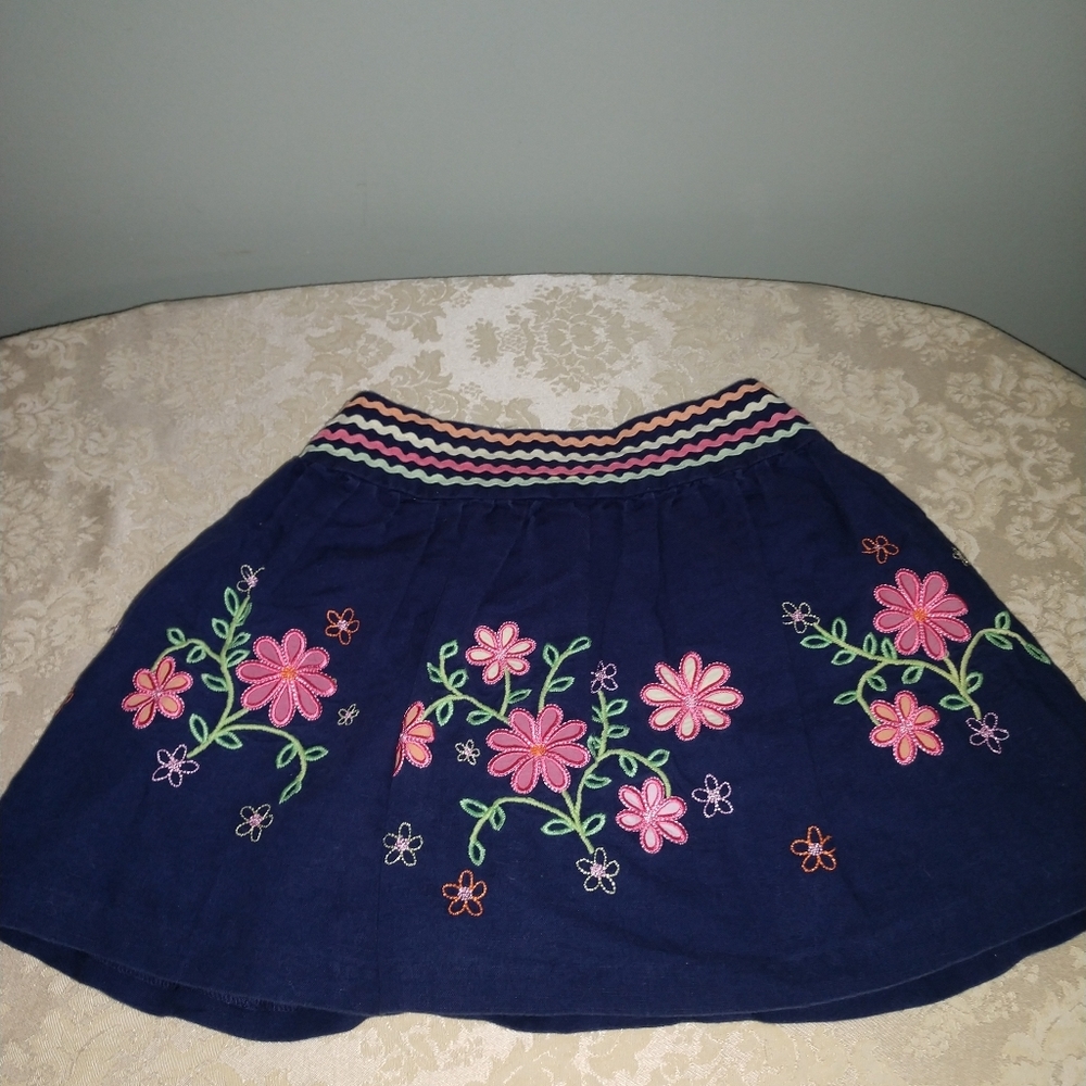 Talbot's Kids Skirt Blue Floral Applique